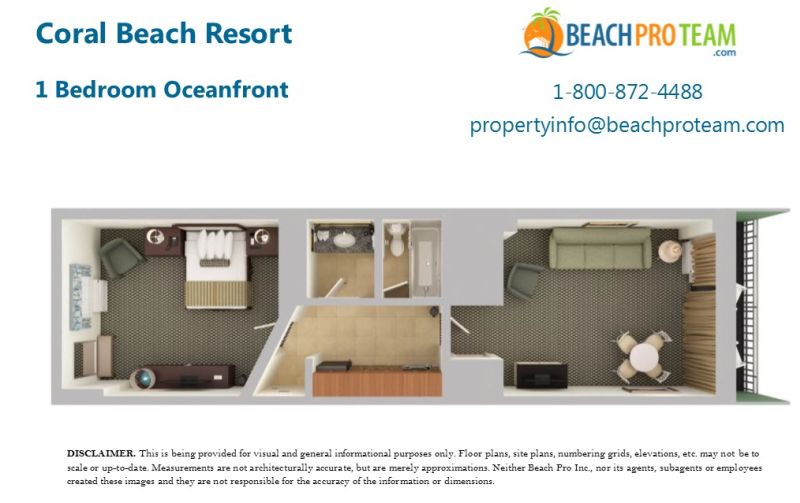 Coral Beach Floor Plan H - 1 Bedroom Oceanfront